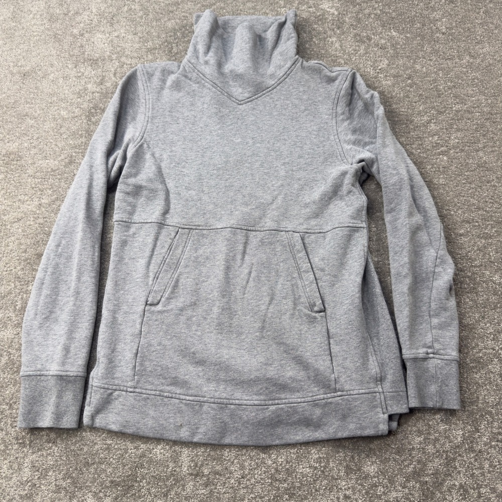 Lululemon Pullover 50317 Womens‎ 8 Grey Funnel Neck Kangaroo Pocket Sweat